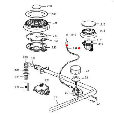 Delonghi Oven Burner Thermocouple (L=500mm Triple Ring) - 107043